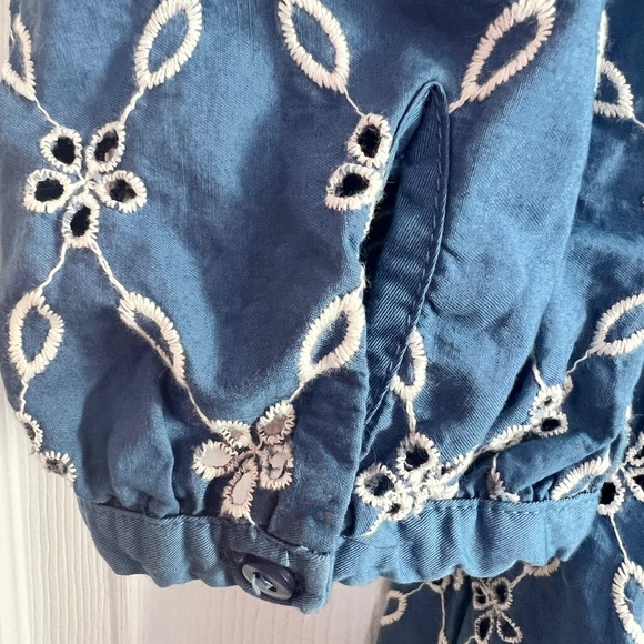 Zara Cotton Chambray Eyelet Peplum Blouse - Picture 4 of 4